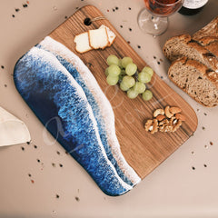 Ceviz Ağacı Epoksi Dalga Desenli Sunum Tahtası (35*25 cm)