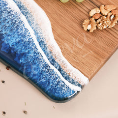 Ceviz Ağacı Epoksi Dalga Desenli Sunum Tahtası (35*25 cm)