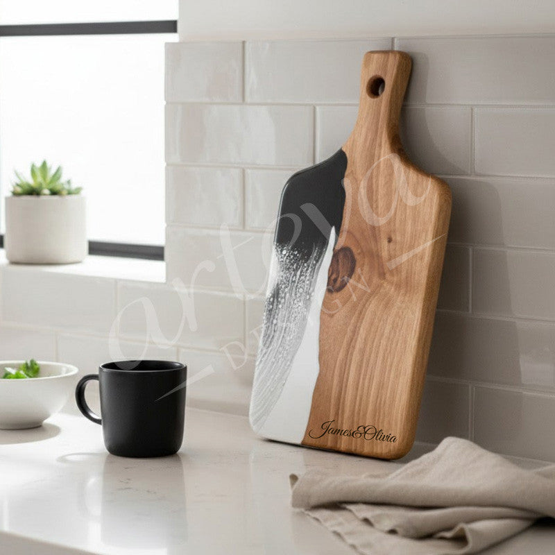 Ceviz Ağacı Epoksi Zümrüt Yeşili Sunum Tahtası (35*18 cm)