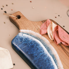 Ceviz Ağacı Epoksi Dalga Desenli Sunum Tahtası (35*18 cm)