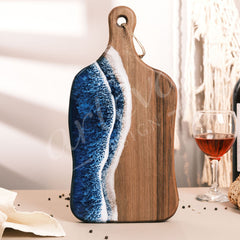 Ceviz Ağacı Epoksi Dalga Desenli Sunum Tahtası (35*18 cm)