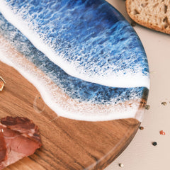 Ceviz Ağacı Epoksi Dalga Desenli Sunum Tahtası (35*27 cm)