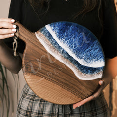 Ceviz Ağacı Epoksi Dalga Desenli Sunum Tahtası (35*27 cm)
