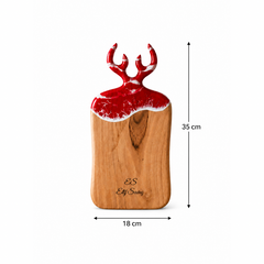 Ceviz Ağacı Epoksi Geyik Kırmızı Desenli Sunum Tahtası (35*18 cm) (Kopya) (Kopya)