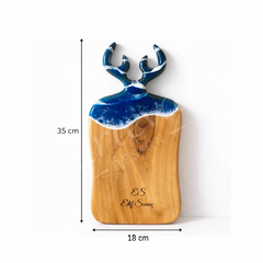 Ceviz Ağacı Epoksi Geyik Dalga Desenli Sunum Tahtası (35*18 cm) (Kopya)