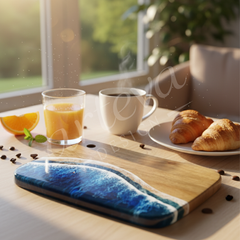 Ceviz Ağacı Epoksi Dalga Desenli Sunum Tahtası (27*18 cm)